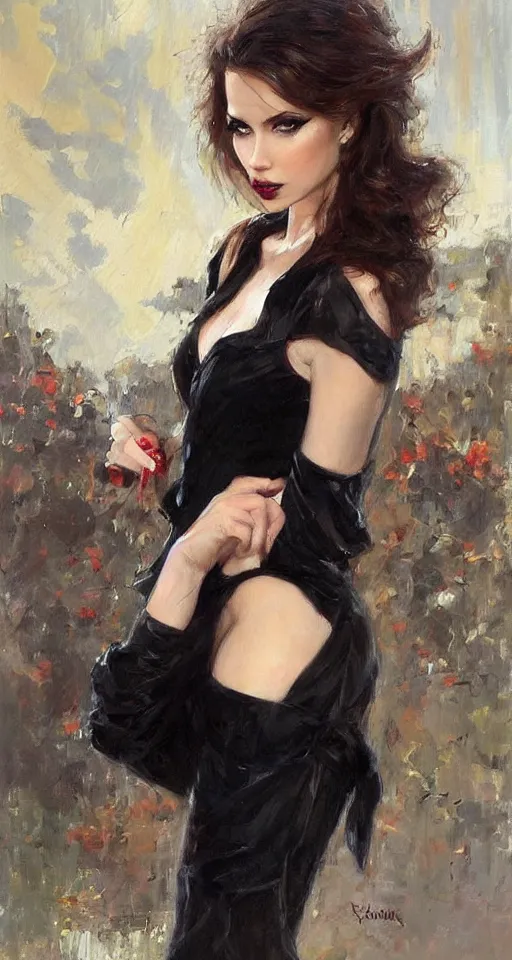 Prompt: black widow by Konstantin Razumov