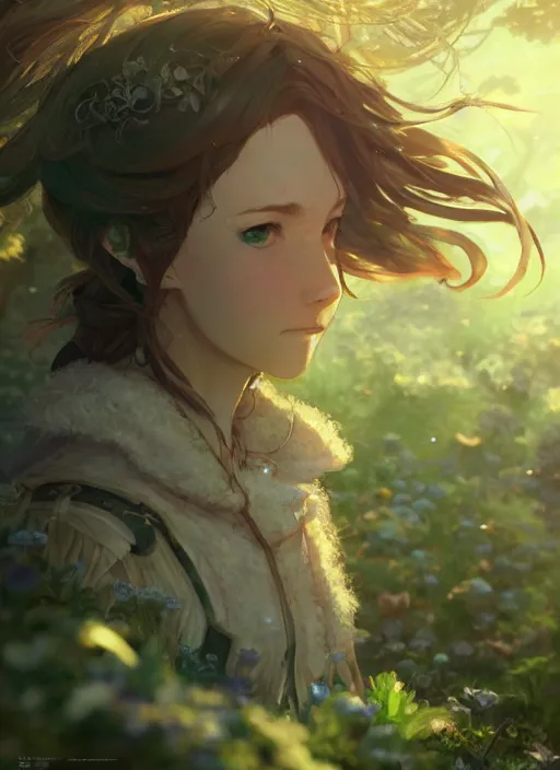 Image similar to a portrait of the emerald herald in the garden, intricate, tone mapped, highly detailed, digital painting, artstation, concept art, sharp focus, by makoto shinkai and akihiko yoshida and hidari and wlop