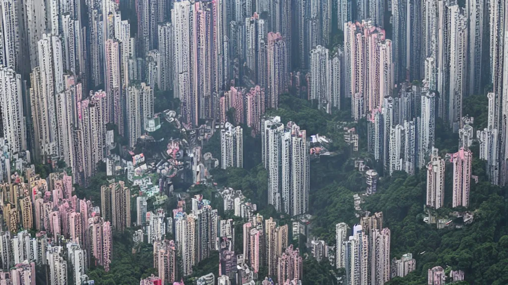 Image similar to aerial photography, a tornado ripping through the city of hong kong