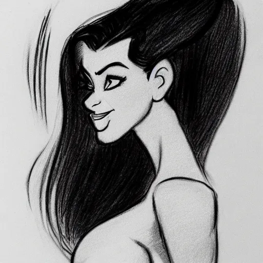 Image similar to milt kahl pencil sketch of kim kardashian as jessica rabbit