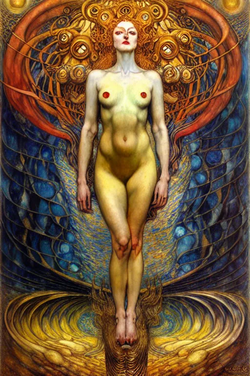 Image similar to Divine Chaos Engine by Karol Bak, Jean Delville, William Blake, Gustav Klimt, and Vincent Van Gogh, symbolist, visionary