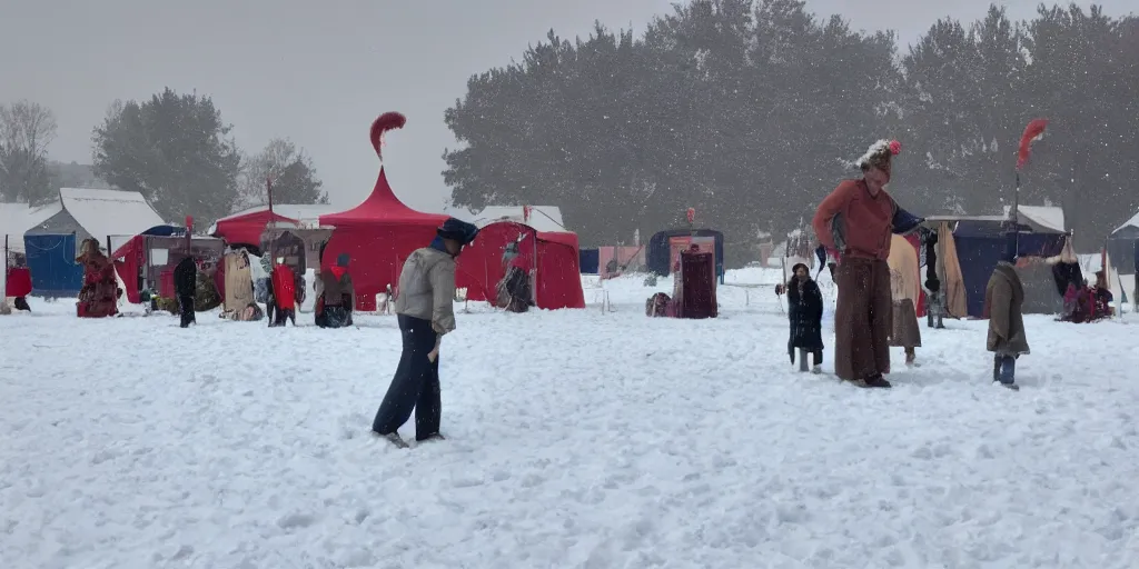 Image similar to a big circus in the snow ground