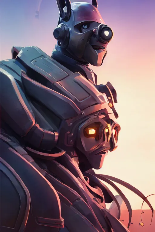 Image similar to epic mask helmet robot ninja portrait stylized as fornite style game design fanart by concept artist gervasio canda, behance hd by jesper ejsing, by rhads, makoto shinkai and lois van baarle, ilya kuvshinov, rossdraws global illumination radiating a glowing aura global illumination ray tracing hdr render in unreal engine 5