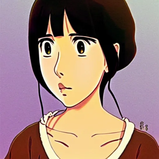 Prompt: beautiful mexican woman, tan skin, black hair and brown eyes, studio ghibli art style, art by hayao miyazaki, makoto shinkai