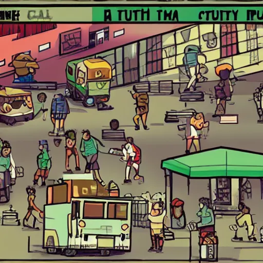 Image similar to punch club art style city concept art