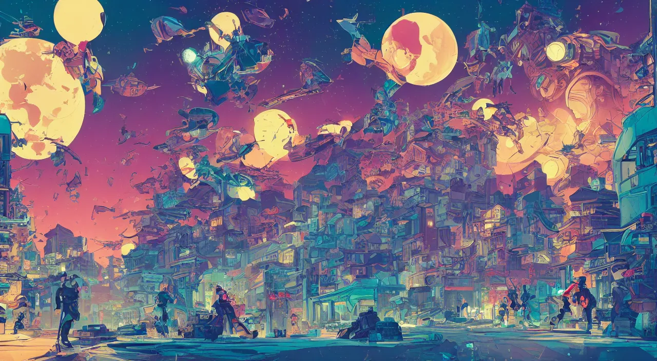 Image similar to vector cutout bazaar zouk oriantal multicolorful sky shine place mosquet painting stylized digital illustration video game icon global illumination ray tracing in borderlands by victo ngai, andreas rocha, john harris and feng zhu and loish and laurie greasley