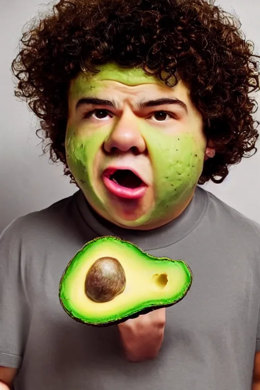 Image similar to 📷 gaten matarazzo head in avocado 🥑, made of food, head portrait, dynamic lighting, 4 k