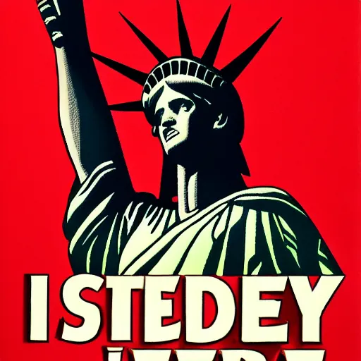 Image similar to The Statue of Liberty, 1950s propaganda poster