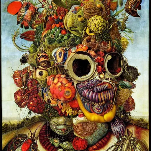 Image similar to album cover, psychedelic, insects, giuseppe arcimboldo