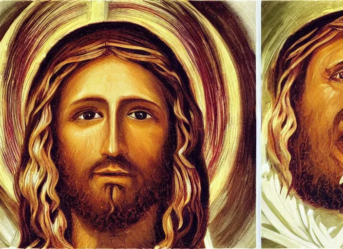 Image similar to spaghetti jesus, detailed facial expressions