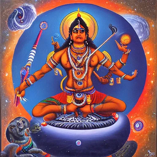 Image similar to Epic wide angle portrait of Shiva generating the universe with his lingan, visionary painting, realistic