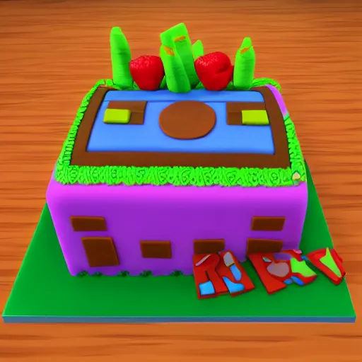 Prompt: a cake in the style of roblox graphics