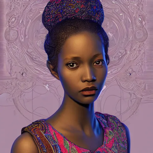 Image similar to the portrait of a blackberry that resembles an absurdly beautiful, graceful, elegant, sophisticated african girl, an ultrafine hyperdetailed illustration by kim jung gi, irakli nadar, intricate linework, bright colors, octopath traveler, final fantasy, unreal engine 5 highly rendered, global illumination, radiant light, detailed and intricate environment,