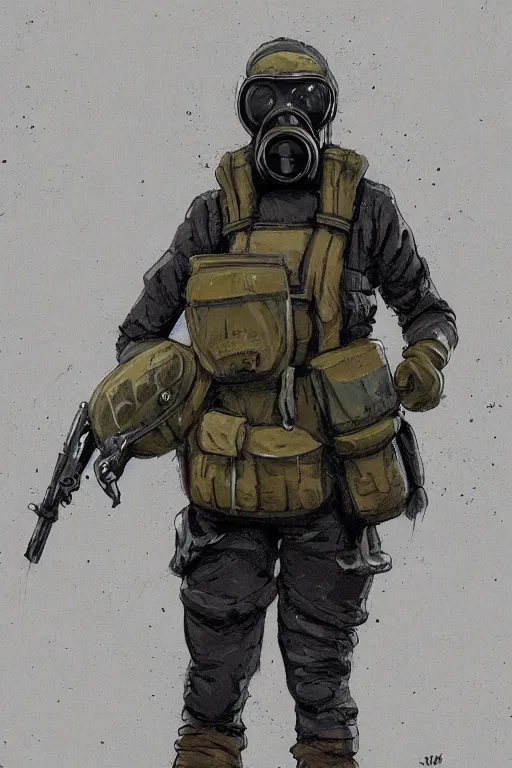 Image similar to medieval british sas female operative with the standard s 1 0 gas mask and the black uniform, artstation, trending on artstation, establishing shot, by simon stalenhag