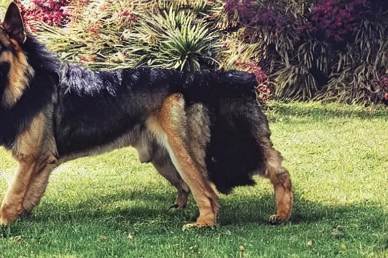 Prompt: a german shepard lion hybrid