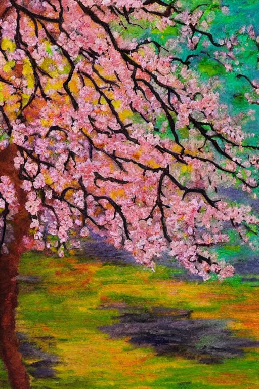 Image similar to Hanami flowers in impressionism style