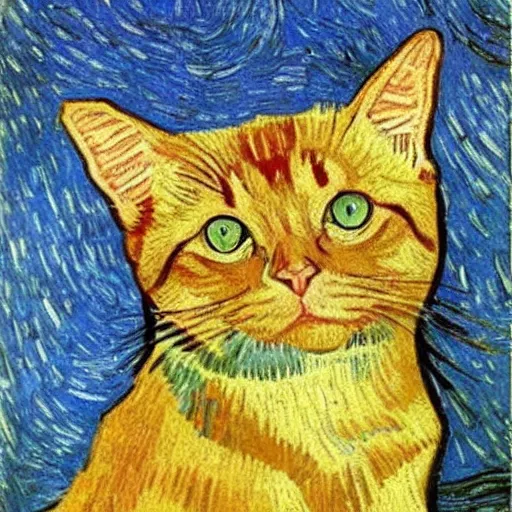 Prompt: cat by vincent willem van gogh