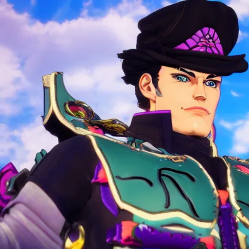 Image similar to jotaro kujo in the style of horizon zero dawn