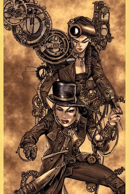 Image similar to steampunk superhero, digital art, comics style art, highly detailed