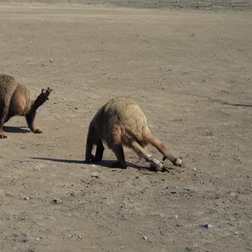 Prompt: Archaeologists badgers made of paper