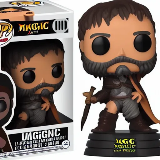 Image similar to magic the gathering card, funko pop