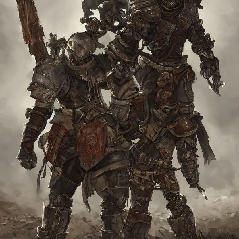 Image similar to a post-apocalyptic knight in the style of Pathfinder/fallout trending on artstation deviantart Pinterest detailed High Resolution HD 8k