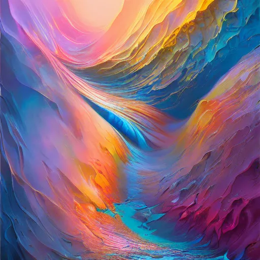 Image similar to the laws of physics break down and there only an infinite present, in which all points in time are equally real. surrealist acrylic painting by andreas rocha and alena aenami, pastel colors, featured on artstation, metaphysical, fluid acrylic pour art, airbrush art, rococo