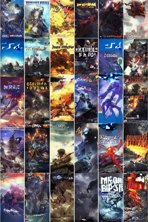 Prompt: all ps 4 game covers combined into one