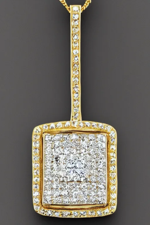 Image similar to gold and diamond pendant with the same shape and features as this photo