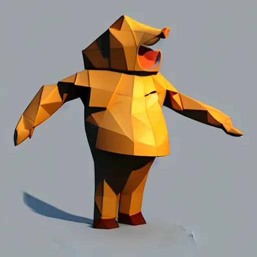 Image similar to poorly rendered low poly 3d model of a popular cartoon character