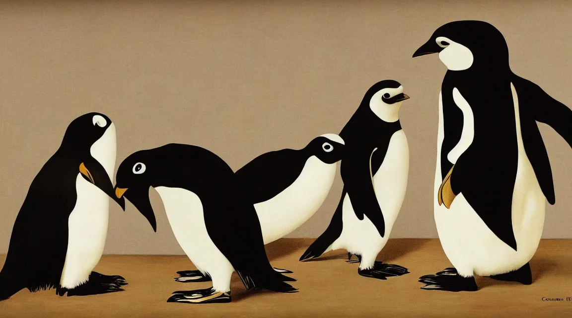 Image similar to Linux Tux penguin wallpaper painted by Caravaggio