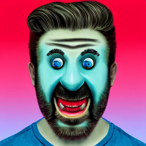 Image similar to inverted colors macabre chris evans as a muppet