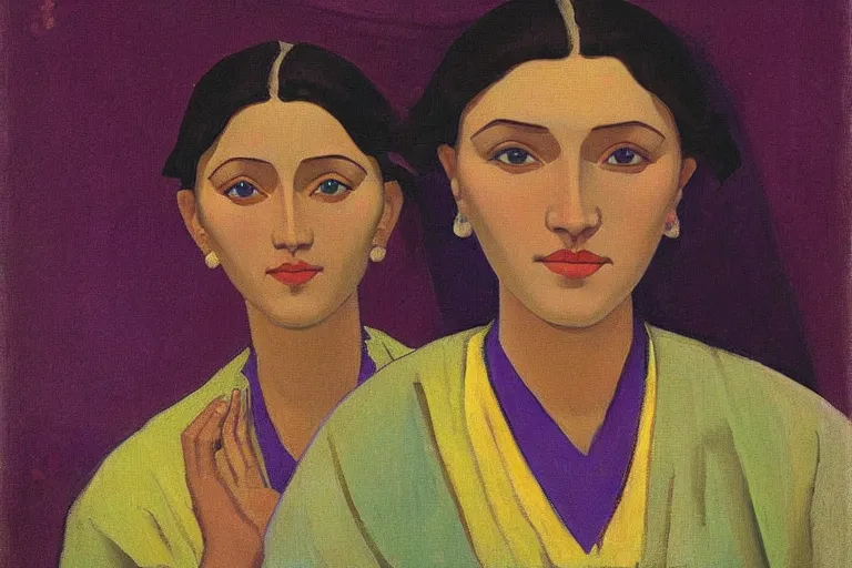 Prompt: woman portrait artwork by nicholas roerich