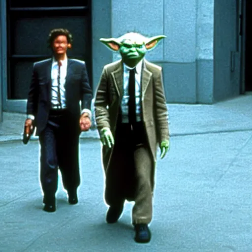 Prompt: yoda wearing a suit as the main protagonist in the film reservoir dogs