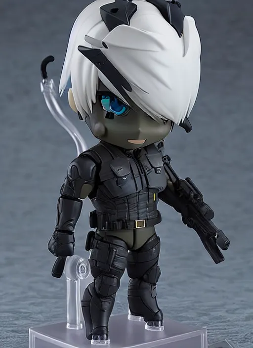 Image similar to a nendoroid of a raiden, metal gear solid, detailed product photo