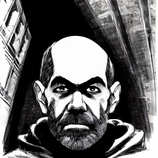 Image similar to Ben Bernanke looking sinister, by Tsutomu Nihei, highly detailed