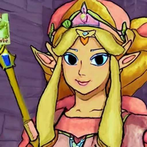 Image similar to princess zelda mixed with princess peach