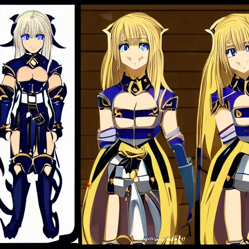 Prompt: a beautiful blond knight girl anime character