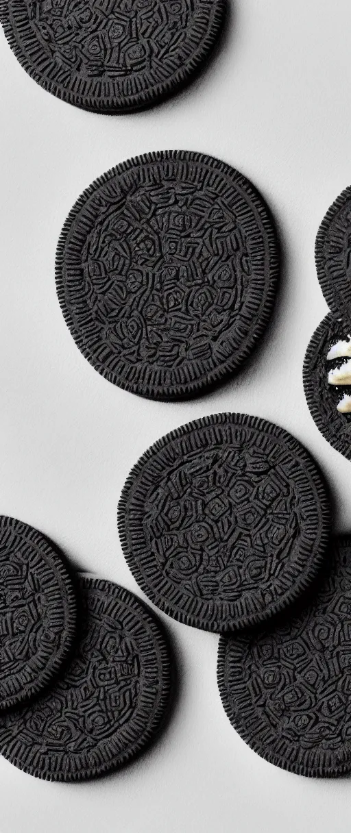 Image similar to octane render of an oreo, three point lighting, white backround, realistic