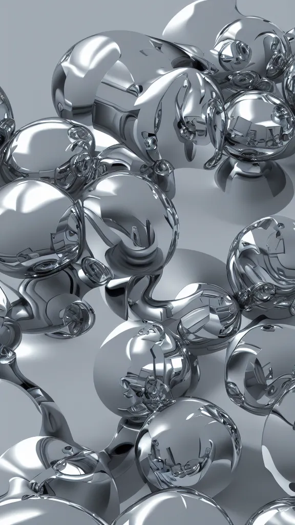Image similar to hyper - futuristic abstract 3 d chrome objects, solarised, octane render, extremely detailed