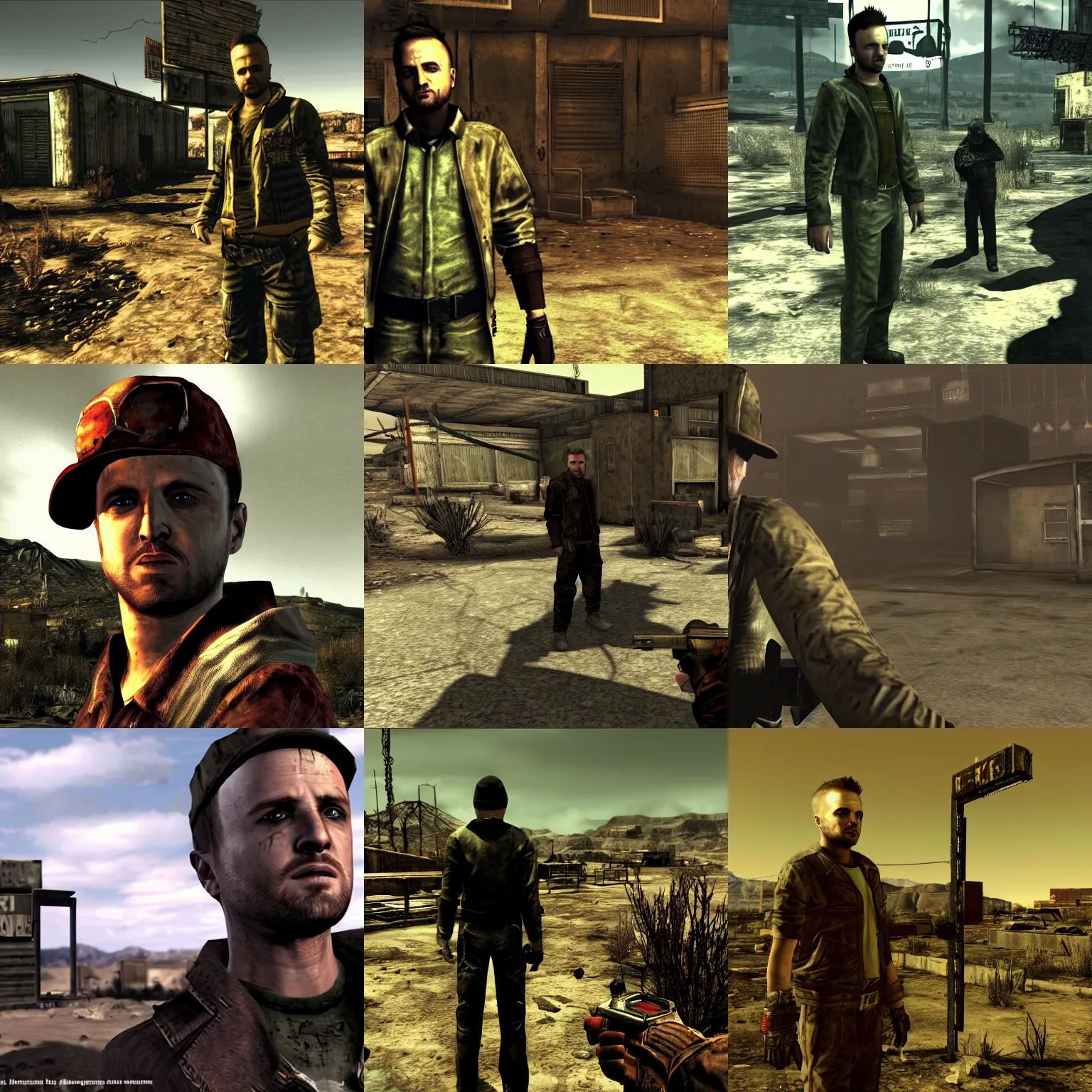 Prompt: jesse pinkman in fallout new vegas, video game, screenshot, ign, post apocalyptic