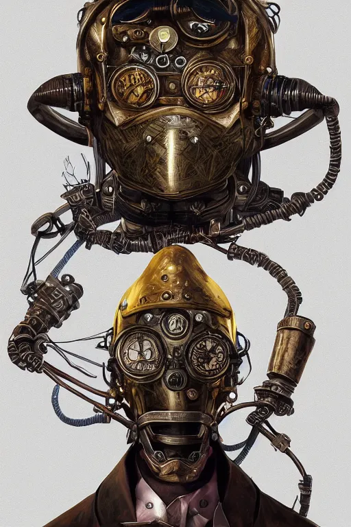 Image similar to steampunk helmet fantasy art mask robot ninja stylized digital illustration sharp focus, elegant intricate digital painting artstation concept art global illumination ray tracing advanced technology chaykin howard and campionpascale and cooke darwyn and davis jack