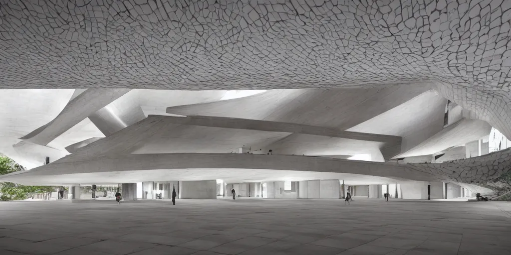 Image similar to stunning beautiful museum building 2D section by Paul Rudolph and Zaha Hadid