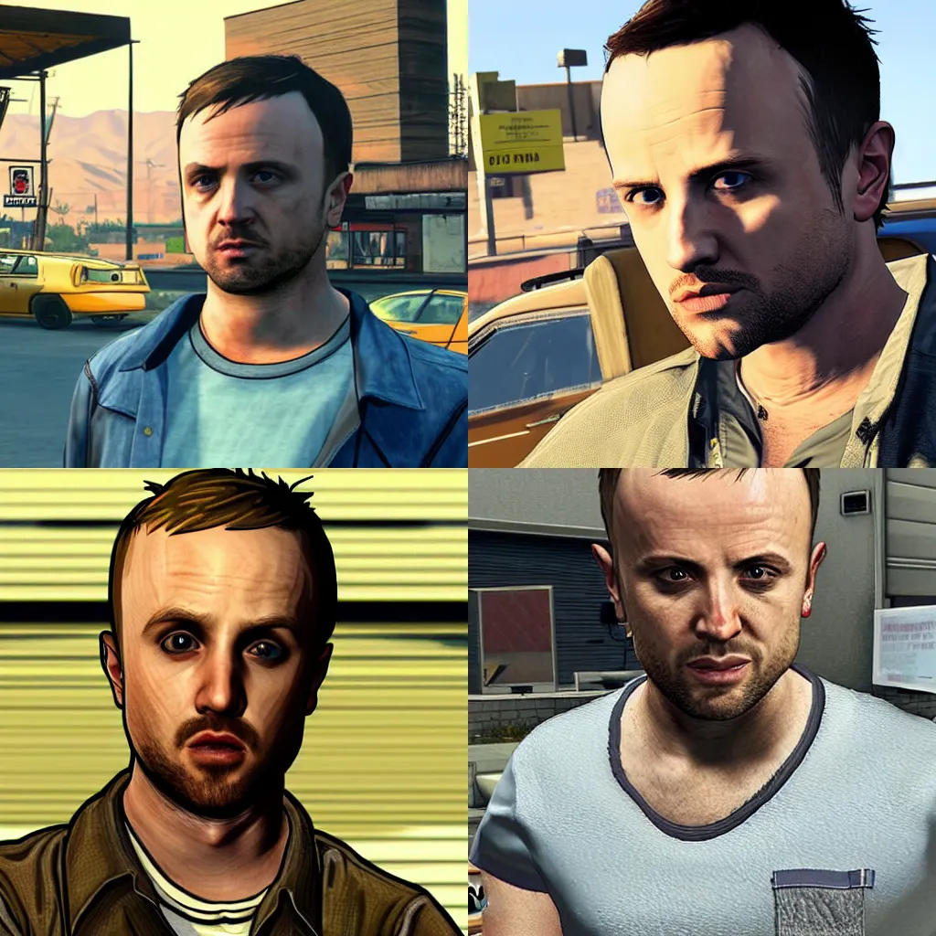 Prompt: Jesse Pinkman imagined as a GTA V Character, highly detailed