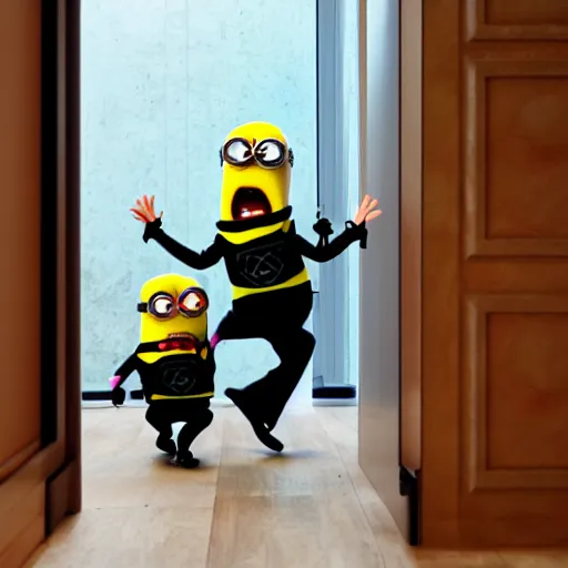 Prompt: evil minions raiding an apartment