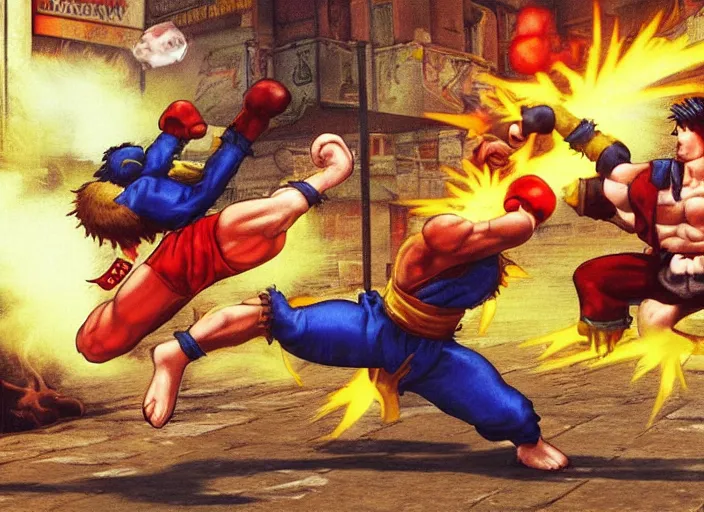 Prompt: cat fights hamster in street fighter 2 fotorealistic, 4 k