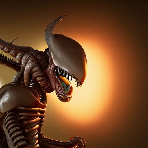 Prompt: pixar xenomorph, beautiful light, 4 k, octane render, award winning