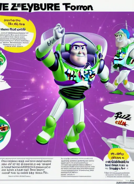 Prompt: buzz lightyear infograph