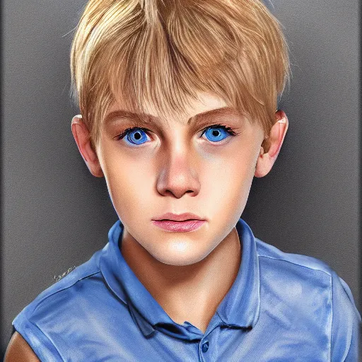 Image similar to a detailed full body portrait of a blonde boy with blue eyes, digital concept art illustration, incredibly detailed and realistic, 8 k, sharp focus