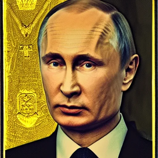 Image similar to vision of ezekiel with vladimir putin, macro head portrait centered